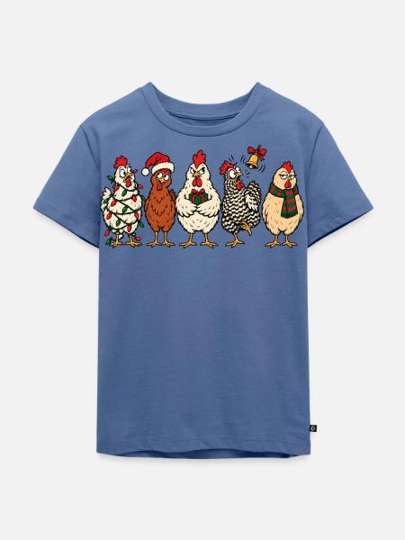 Christmas Chickens – Lustiger festlicher Comic - Kinder Premium Bio T-Shirt - Taubenblau