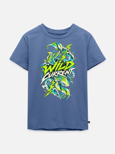 Wilder Current Drachenwelle - Kinder Premium Bio T-Shirt - Taubenblau