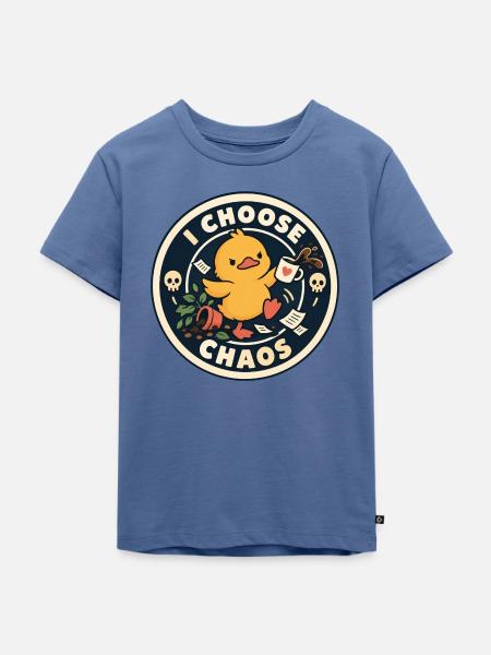 I Choose Chaos Duck Badge - Kinder Premium Bio T-Shirt - Taubenblau