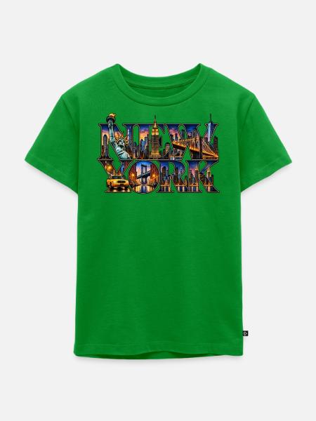 New York Skyline Collage - Kinder Premium Bio T-Shirt - Grün