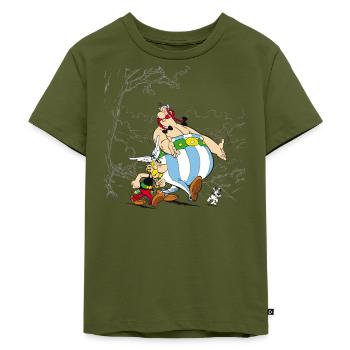 Asterix & Obelix Spaziergang Mit Idefix - Kinder Premium Bio T-Shirt - Khaki - Vorne - Hailey (125cm)