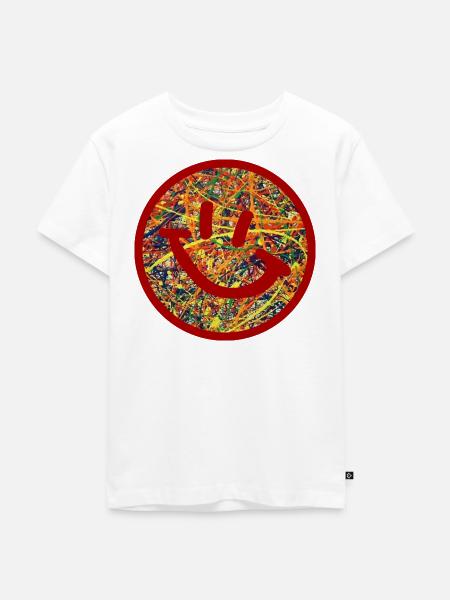 Abstrakter Smiley - Kinder Premium Bio T-Shirt - Weiß