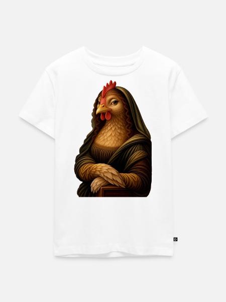 Mona Lisa als Huhn - Kinder Premium Bio T-Shirt - Weiß