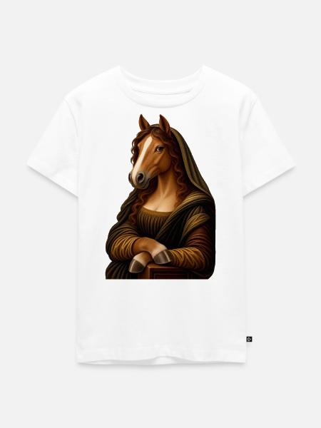 Mona Lisa als Pferd - Kinder Premium Bio T-Shirt - Weiß