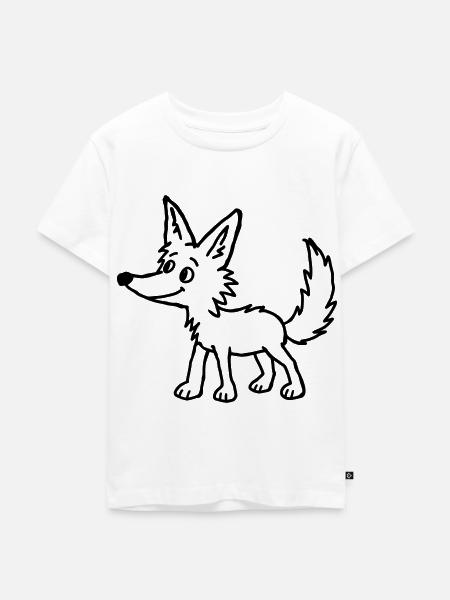 Kindliche Wolf-Kritzelei - Kinder Premium Bio T-Shirt - Weiß