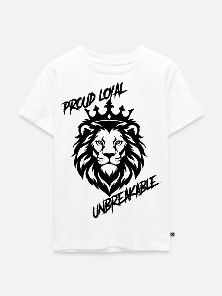 Löwenkopf- proud loyal unbrekable - Kinder Premium Bio T-Shirt - Weiß