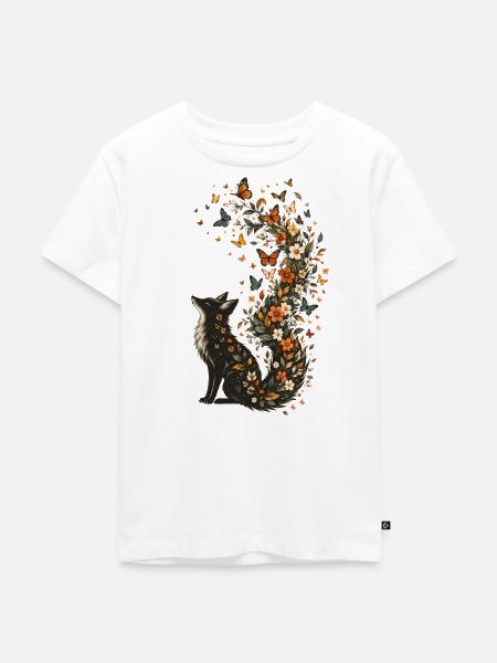 Blütenfuchs mit Schmetterlingsschweif - Kinder Premium Bio T-Shirt - Weiß