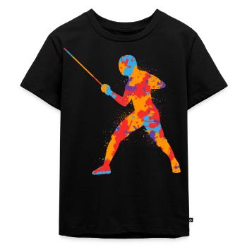 Fechter Grafik Bunt Fecht Schwerter Kinder Fechten - Kinder Premium Bio T-Shirt - Schwarz - Vorne - Mikhail (115cm)
