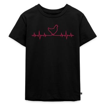 Huhn Henne - Kinder Premium Bio T-Shirt - Schwarz - Vorne - Mikhail (115cm)