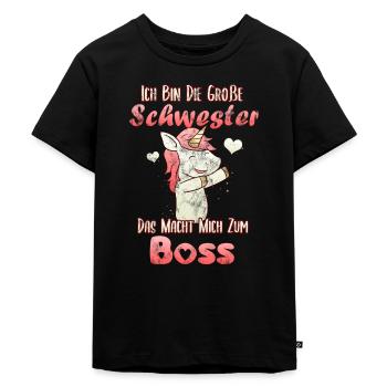 Ich Bin Große Schwester Einhorn - Kinder Premium Bio T-Shirt - Schwarz - Vorne - Mikhail (115cm)