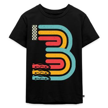 3. Geburtstag Rennwagen 3 Jahre alt Rennauto - Kinder Premium Bio T-Shirt - Schwarz - Vorne - Mikhail (115cm)