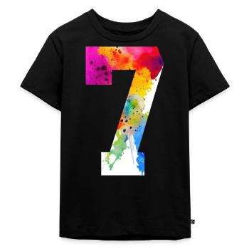NUMMER 7 JAHRE ALT 7. GEBURTSTAG - Kinder Premium Bio T-Shirt - Schwarz - Vorne - Mikhail (115cm)