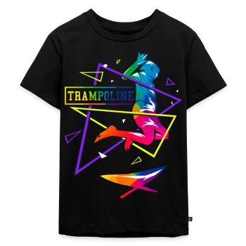 Schwungvolle Trampolin Akrobatin - Kinder Premium Bio T-Shirt - Schwarz - Vorne - Mikhail (115cm)