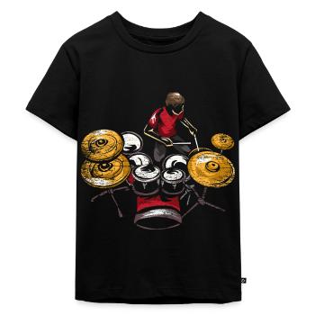 Rhythmischer Schlagzeuger Konzertbühne - Kinder Premium Bio T-Shirt - Schwarz - Vorne - Mikhail (115cm)