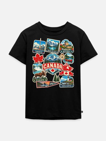 Kanada Reisesticker - Kinder Premium Bio T-Shirt - Schwarz