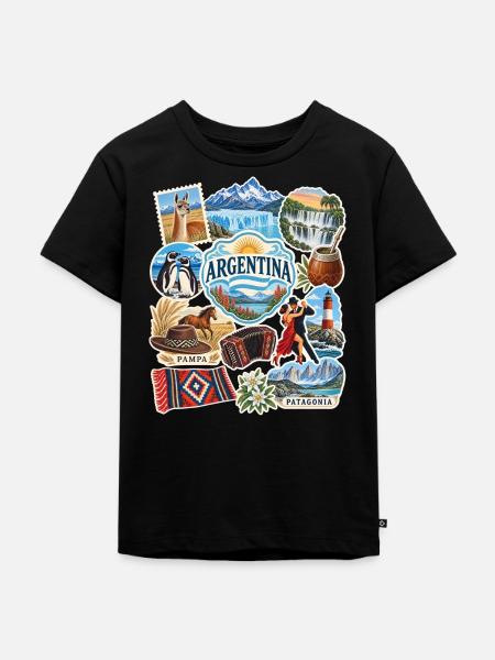 Argentinien Reisesticker - Kinder Premium Bio T-Shirt - Schwarz