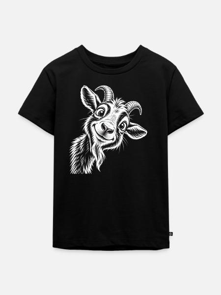 Verspielte Ziegenzeichnung - Kinder Premium Bio T-Shirt - Schwarz