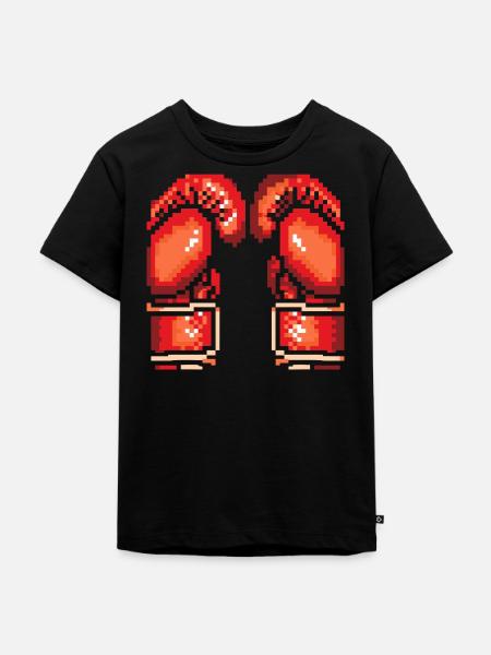 Boxhandschuhe Pixel Art - Kinder Premium Bio T-Shirt - Schwarz