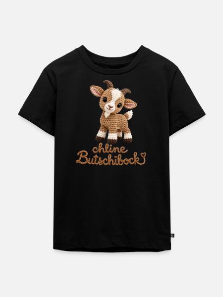 Kuschelige Ziegenplüschfigur - Kinder Premium Bio T-Shirt - Schwarz