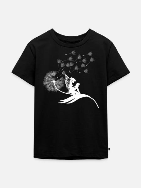 Schmetterlingdesign Pusteblumen Wiese Herzen Feen - Kinder Premium Bio T-Shirt - Schwarz