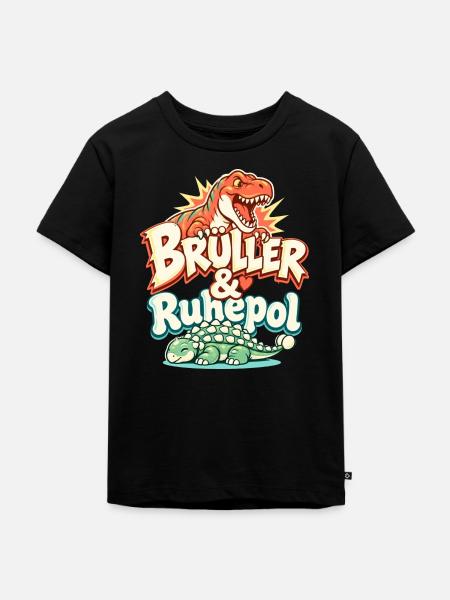 Dinosaurier Partnerlook für Paare - Kinder Premium Bio T-Shirt - Schwarz