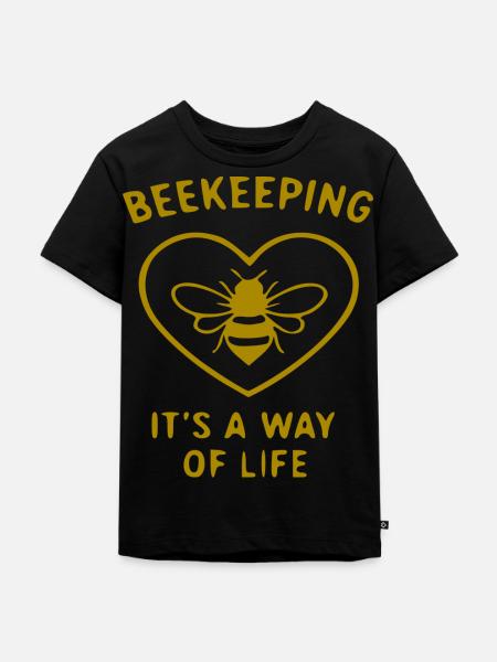 Beekeeping Lebensstil Herz - Kinder Premium Bio T-Shirt - Schwarz