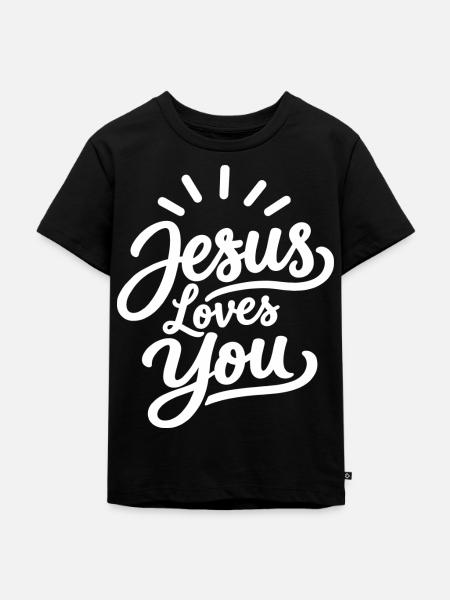 Jesus liebt dich christlicher Glaube - Kinder Premium Bio T-Shirt - Schwarz