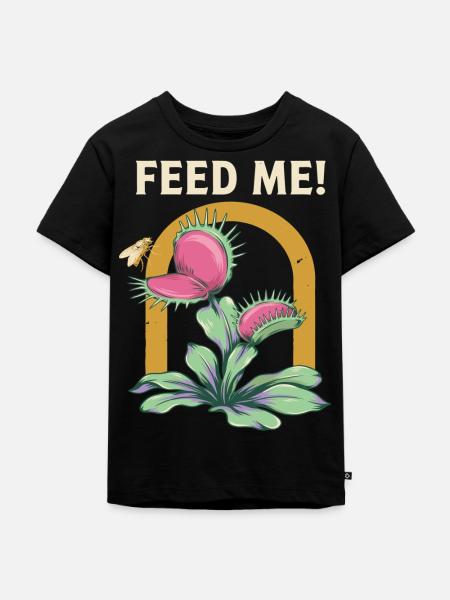Feed Me Karnivorische Blütenkunst - Kinder Premium Bio T-Shirt - Schwarz