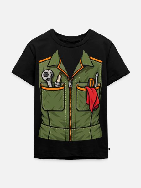 Lustiges Mechaniker T-Shirt Werkzeugweste - Kinder Premium Bio T-Shirt - Schwarz