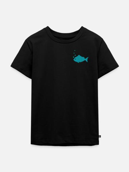 Fisch bestickt - Kinder Premium Bio T-Shirt - Schwarz