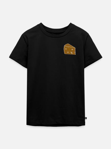 Käse bestickt - Kinder Premium Bio T-Shirt - Schwarz