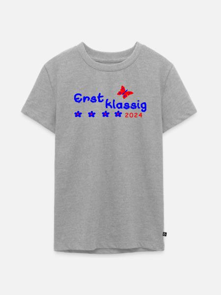Schulanfang Erstklassig 2024 - Teenager Premium Bio T-Shirt - Grau meliert