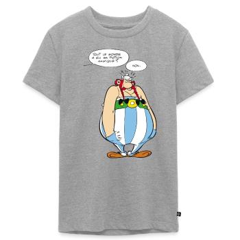 Asterix & Obelix - Obelix Sprechblasen - Teenager Premium Bio T-Shirt - Grau meliert - Vorne
