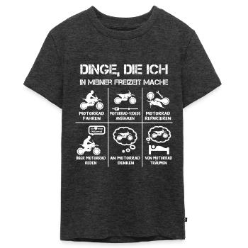 Freizeit - Motorradfahrer - Biker - Teenager Premium Bio T-Shirt - Anthrazit meliert - Vorne - AI Model Teenager Male light (155cm)