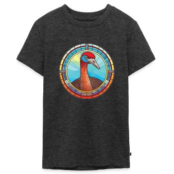 Strauß buntes Aquarell Tier Illustration - Teenager Premium Bio T-Shirt - Anthrazit meliert - Vorne - AI Model Teenager Male light (155cm)