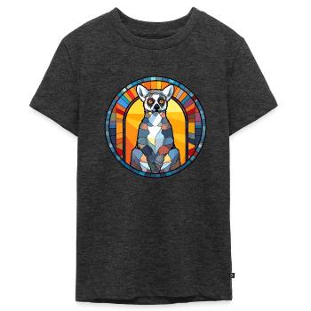 Lemur Buntglas Bunte Karikatur Kawaii Tier - Teenager Premium Bio T-Shirt - Anthrazit meliert - Vorne - AI Model Teenager Male light (155cm)