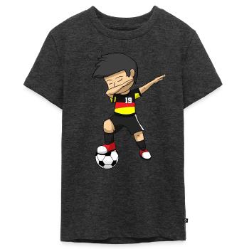 Soccer Boy Dabbing Fußballjunge Fußball Junge - Teenager Premium Bio T-Shirt - Anthrazit meliert - Vorne - AI Model Teenager Male light (155cm)