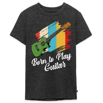 Born to play the guitar - Teenager Premium Organic T-Shirt - heather anthracite - Front - AI Model Teenager Male light (155cm)