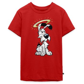Asterix & Obelix Idefix Mit Heiligenschein - Teenager Premium Bio T-Shirt - Rot - Vorne - AI Model Teenager Male light (155cm)