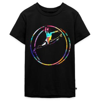 Akrobatische Rhönrad Gymnastin - Teenager Premium Bio T-Shirt - Schwarz - Vorne - AI Model Teenager Male light (155cm)