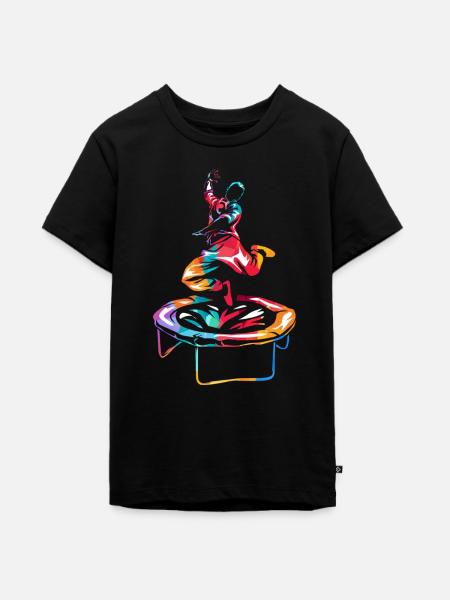 Hochfliegender Trampolin Akrobat - Teenager Premium Bio T-Shirt - Schwarz