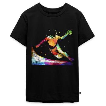 Temperamentvoller Handball Hallensport - Teenager Premium Bio T-Shirt - Schwarz - Vorne - AI Model Teenager Male light (155cm)