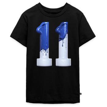 NR. 11 NUMMER 11 BLAU WEIß 11. GEBURTSTAG - Teenager Premium Bio T-Shirt - Schwarz - Vorne - AI Model Teenager Male light (155cm)