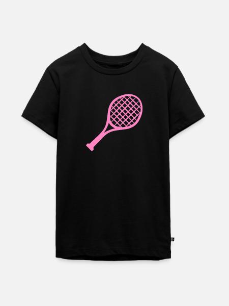 Tennis Schläger Rosa - Teenager Premium Bio T-Shirt - Schwarz