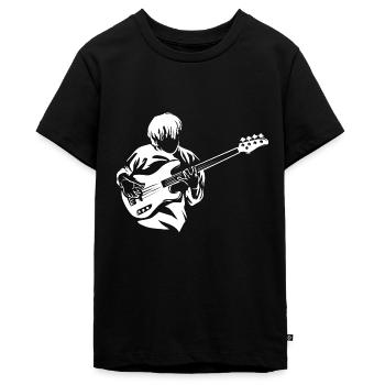 Vibrierender E-Bass Konzertbühne - Teenager Premium Bio T-Shirt - Schwarz - Vorne - AI Model Teenager Male light (155cm)