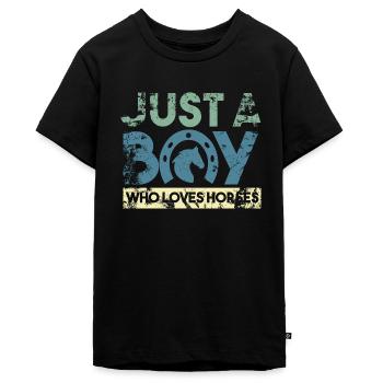 Reiter Junge Reiten Jungen - Teenager Premium Bio T-Shirt - Schwarz - Vorne - AI Model Teenager Male light (155cm)