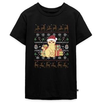 Cute Christmas Cat - Teenager Premium Bio T-Shirt - Schwarz - Vorne - AI Model Teenager Male light (155cm)