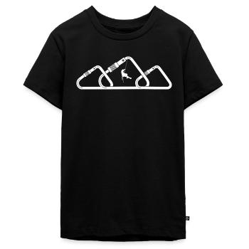 Klettern Bouldern Karabiner Berge Climbing - Teenager Premium Bio T-Shirt - Schwarz - Vorne - AI Model Teenager Male light (155cm)