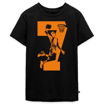 NUMMER 7 BASKETBALL 7. GEBURTSTAG - Teenager Premium Bio T-Shirt - Schwarz - Vorne - AI Model Teenager Male light (155cm)