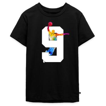 NUMMER 9 BASKETBALL 9. GEBURTSTAG - Teenager Premium Bio T-Shirt - Schwarz - Vorne - AI Model Teenager Male light (155cm)